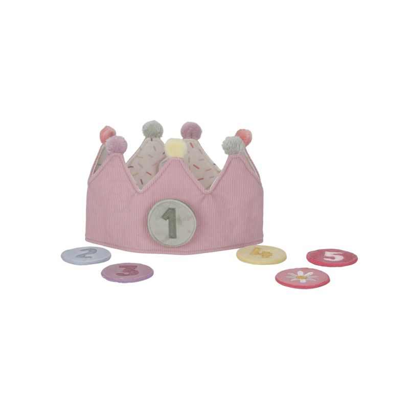 Little Dutch Verjaardagskroon van stof met cijfers roze