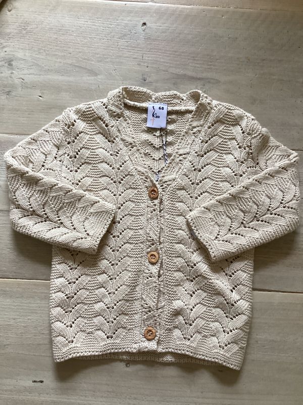 Cardigan em broderie beige