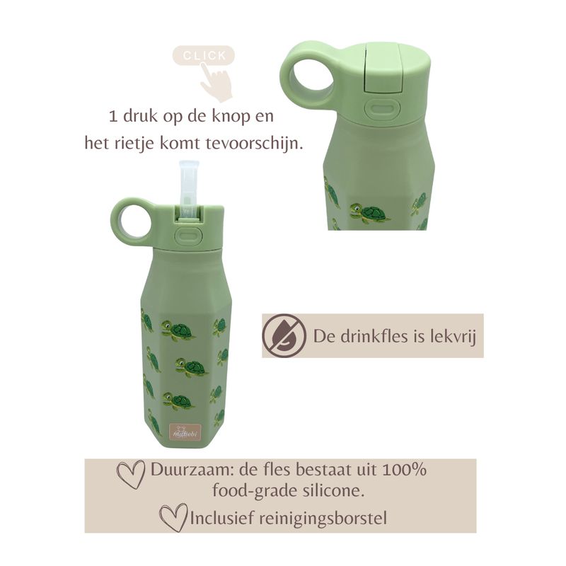 Mabebi Akron drinkfles | Schildpad | Groen
