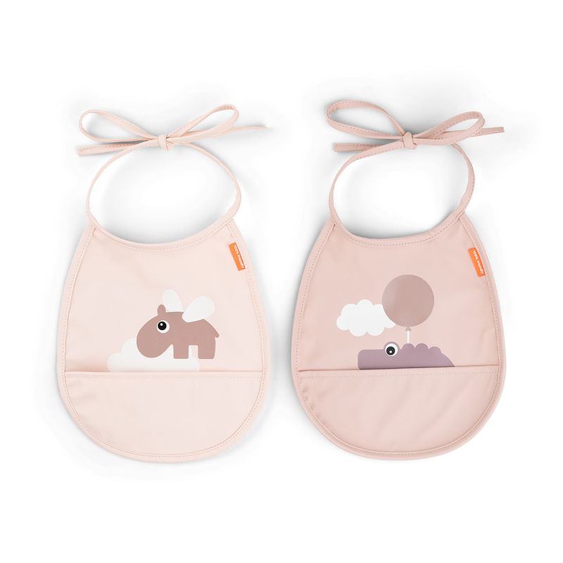 Slabbetje met kleine zak 2-pack - Happy clouds - Poeder
