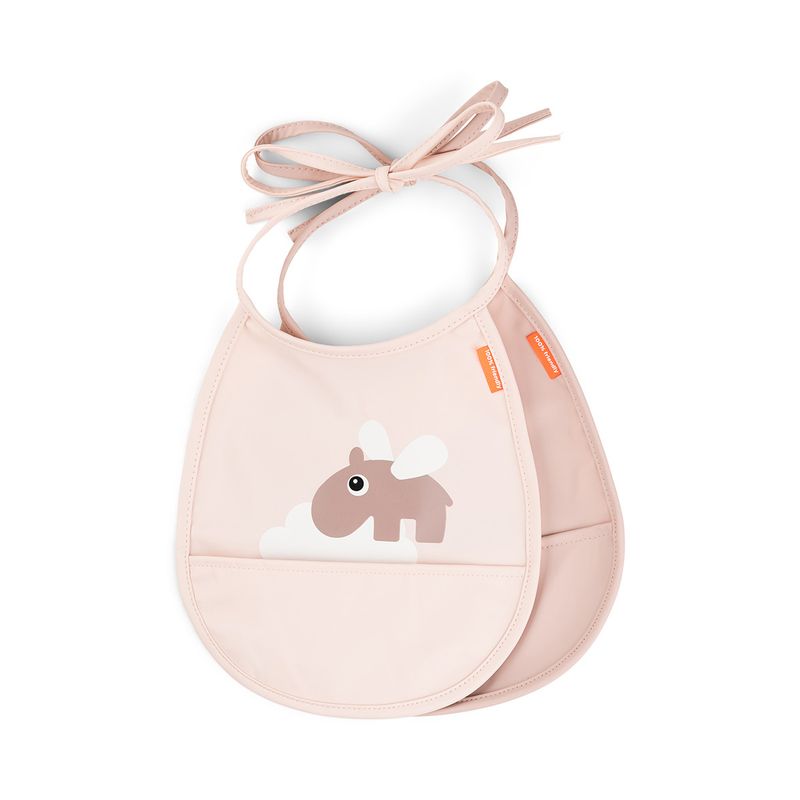 Slabbetje met kleine zak 2-pack - Happy clouds - Poeder
