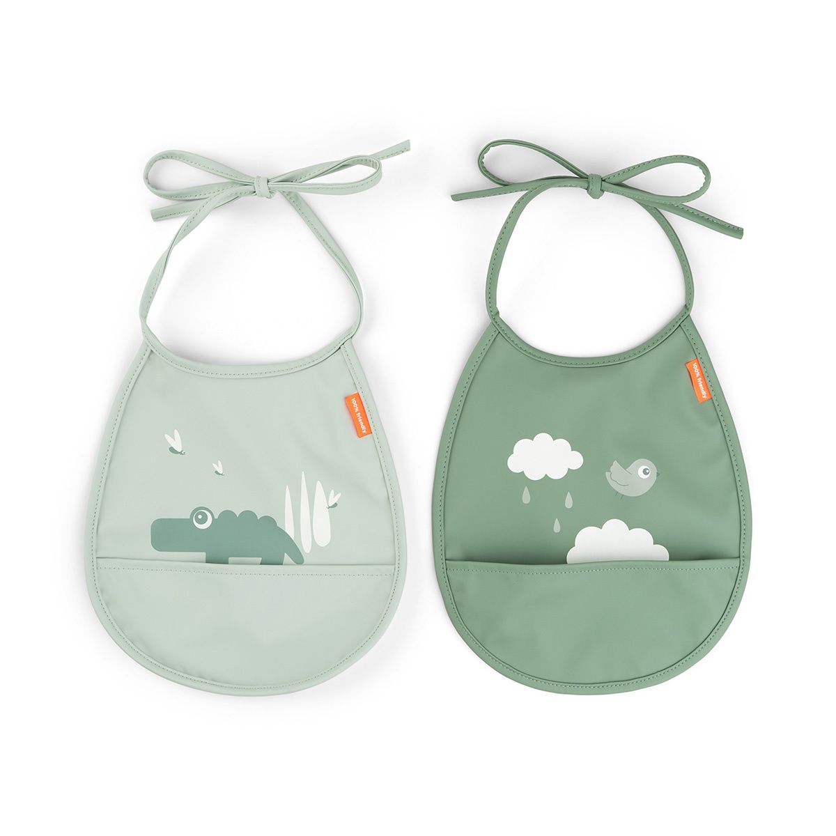 Slabbetje met kleine zak 2-pack - Croco - Groen