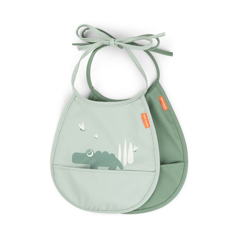 Slabbetje met kleine zak 2-pack - Croco - Groen