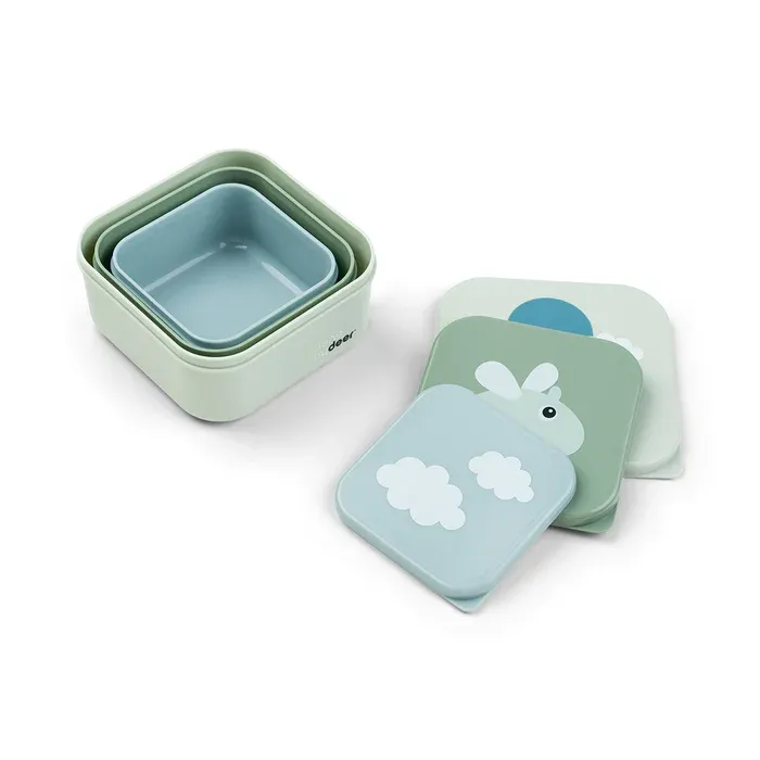 Done by deer Snackbox set 3 stuks - Happy clouds - Groen