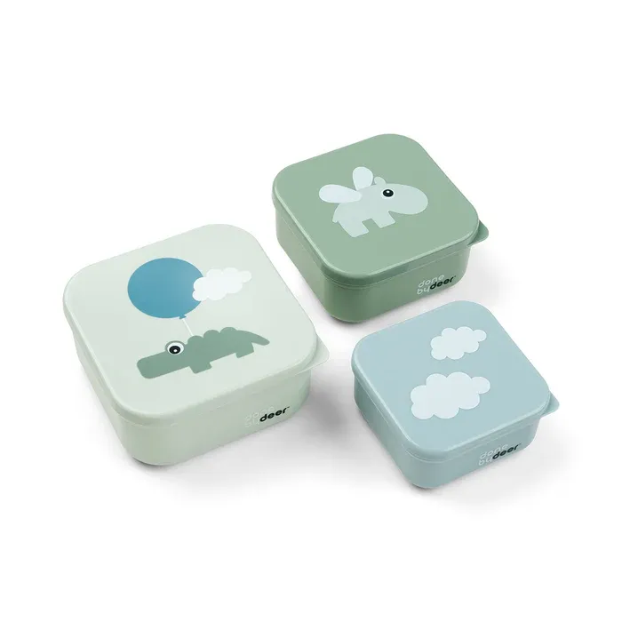 Done by deer Snackbox set 3 stuks - Happy clouds - Groen