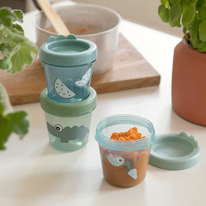Done By Deer Babyvoedingcontainer 3-pack - Croco - Groen