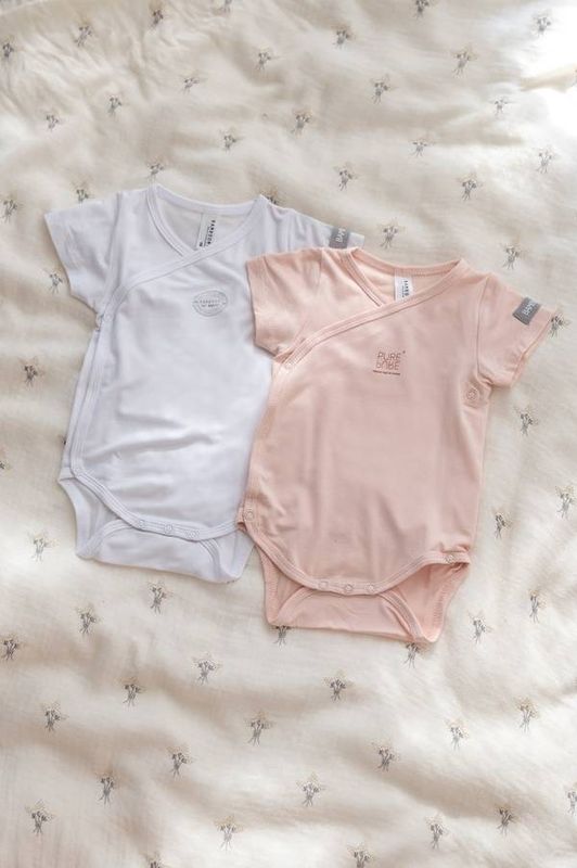 Bamboom Bodypakje met korte mouwen - 2 stuks - ROZE