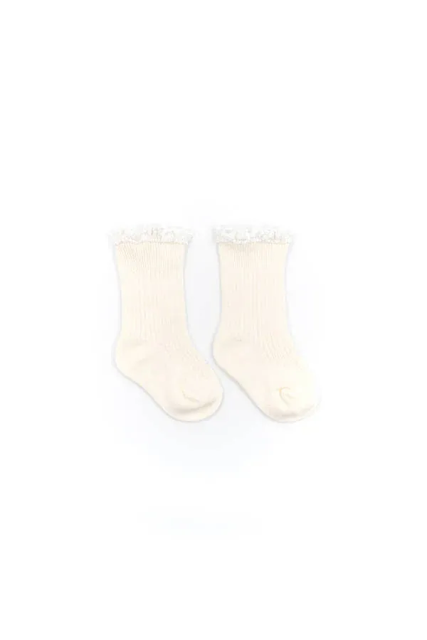 Bamboom CREAM Babysokjes met bamboe kant