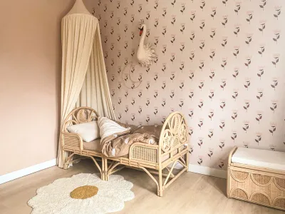 Coko's Oliver Teddy Rotan Peuterbed 2 in 1 - - matras - Naturel