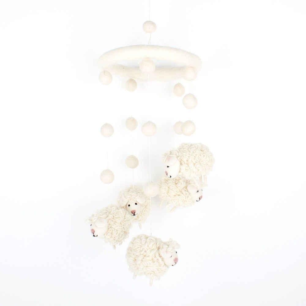 Sjaal met een verhaal Mobiel Schaapjes Naturel creme kleur