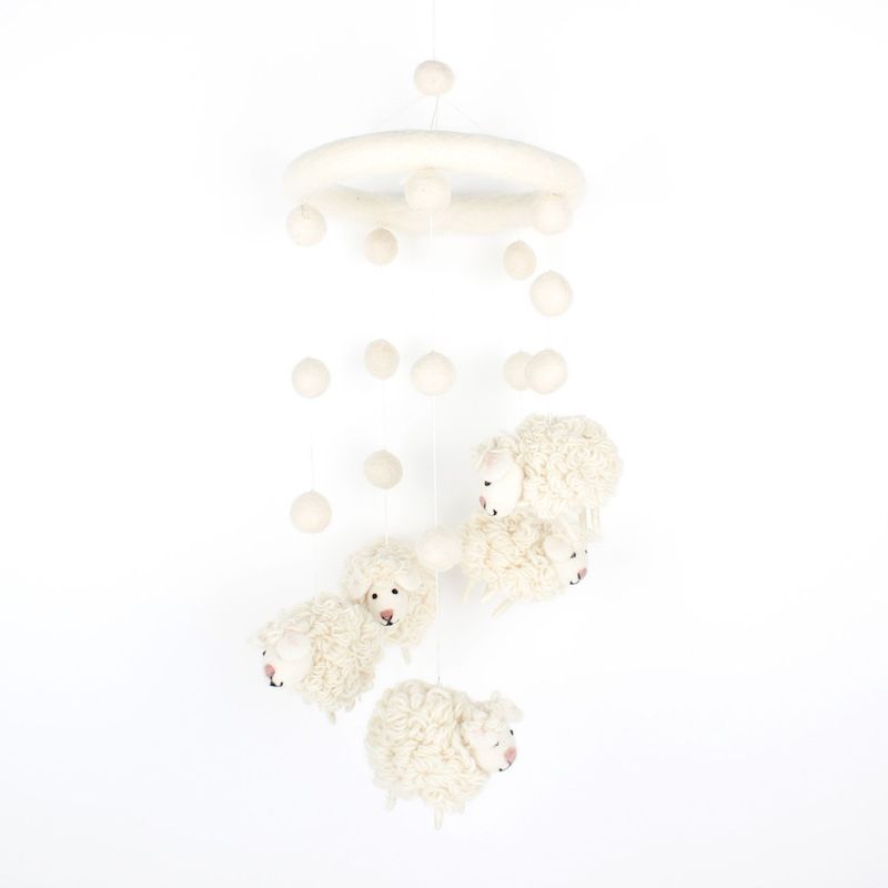 Sjaal met een verhaal Mobiel Schaapjes Naturel creme kleur
