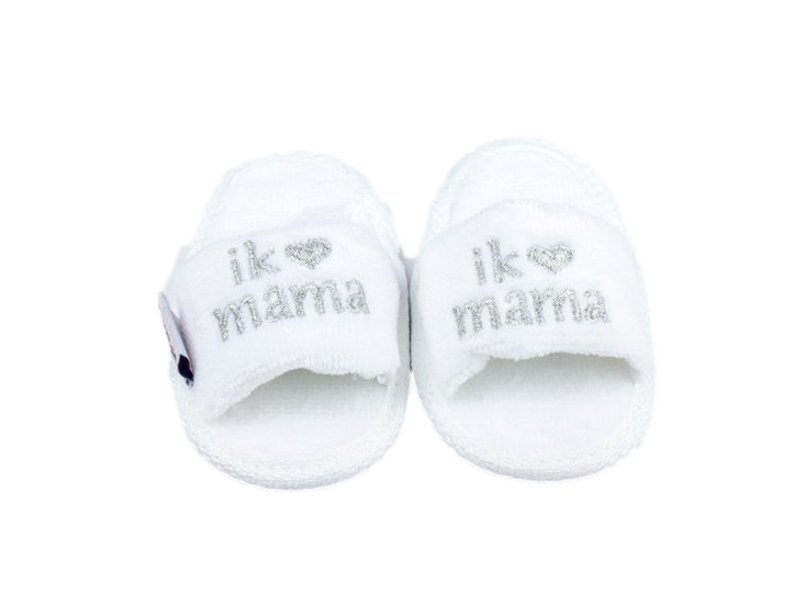 Badslipper mama, wit/grijs