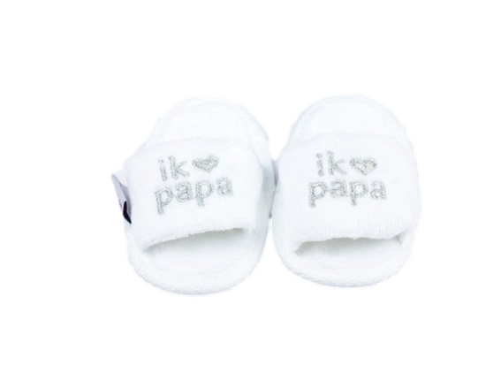 Badslipper papa, wit/grijs