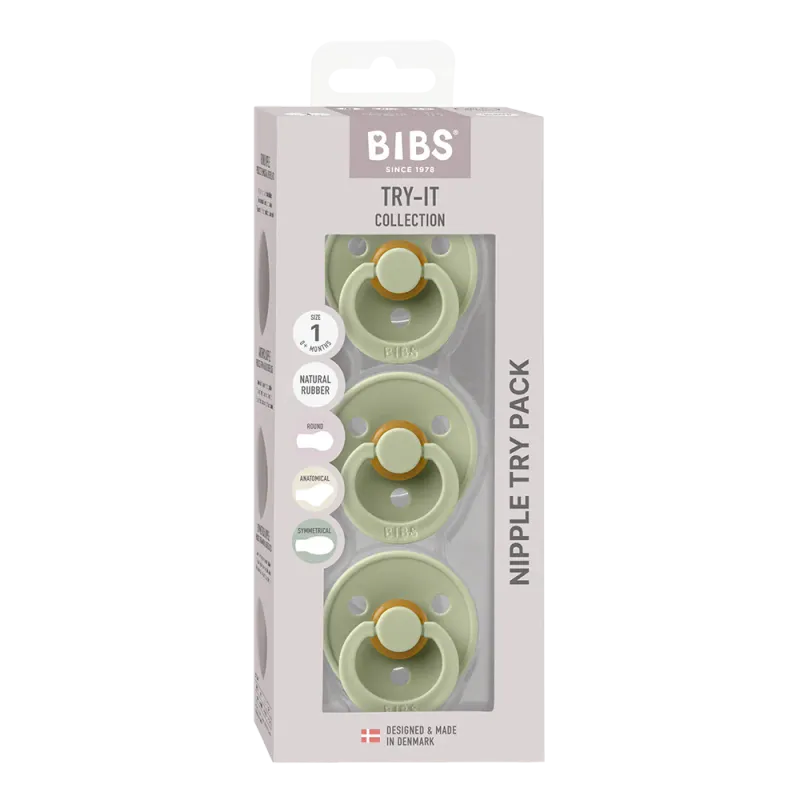 Nieuwe babyfopspenen Try-It collectie 3-pack - Salie