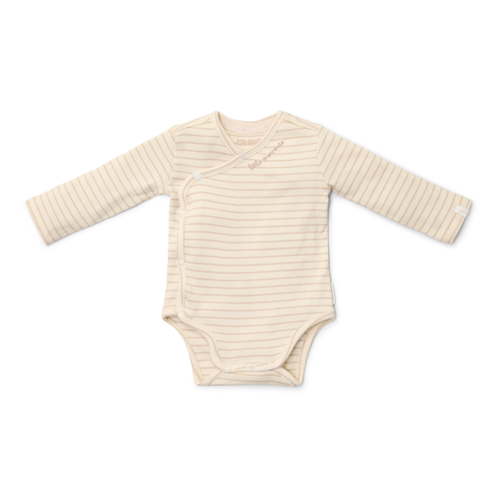 Romper overslag lange mouw - Beige - Newborn Naturals - Stripe
