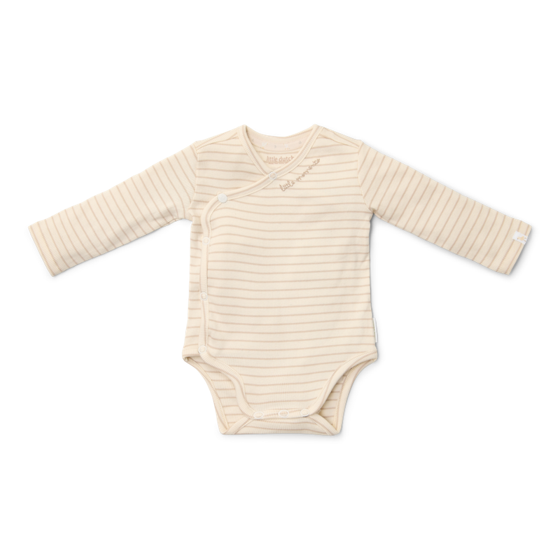 Romper overslag lange mouw - Beige - Newborn Naturals - Stripe