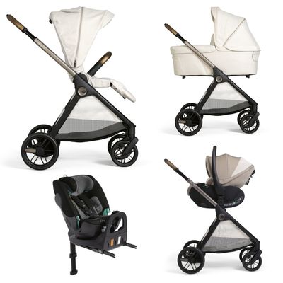 Volledige oplossing Bellagio - First-Seat Recline i-Size en FullSeat 360 met basis. AMBER GLOW - LUNAR ROCK - FIR TREE - BLACK SATIN