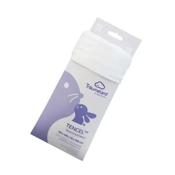 Träumeland Tencel hoeslaken 60x120/ 70x140 cm Wit - Taupe - Roos