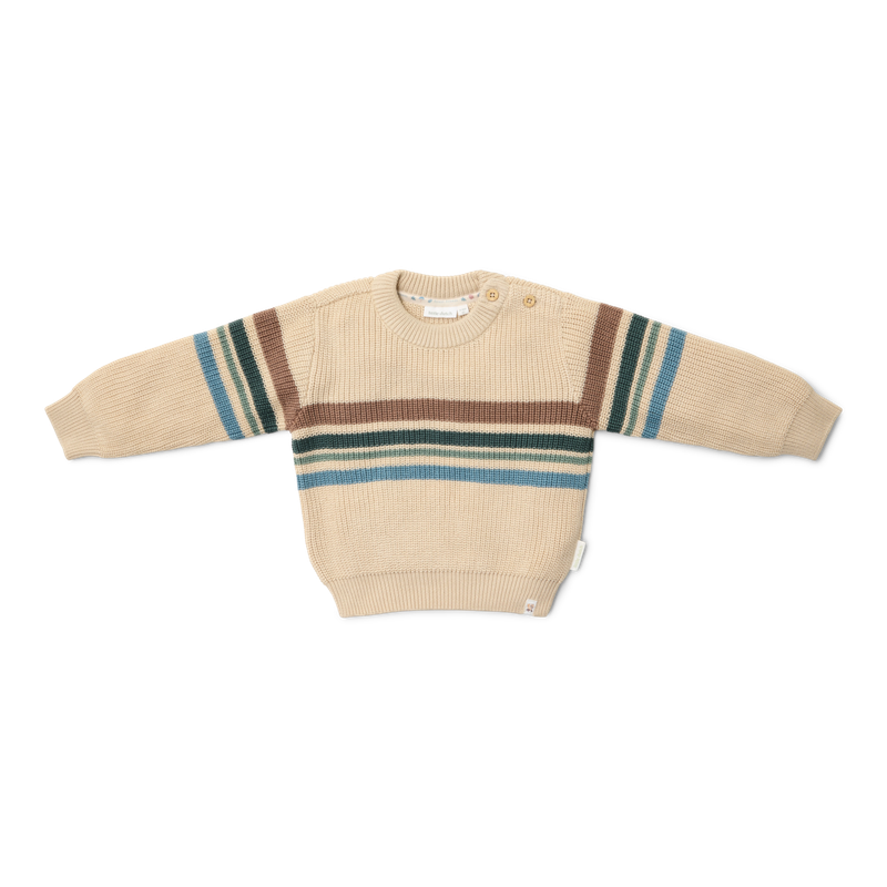 Gebreide trui - Zand - Forest Friends - Stripe