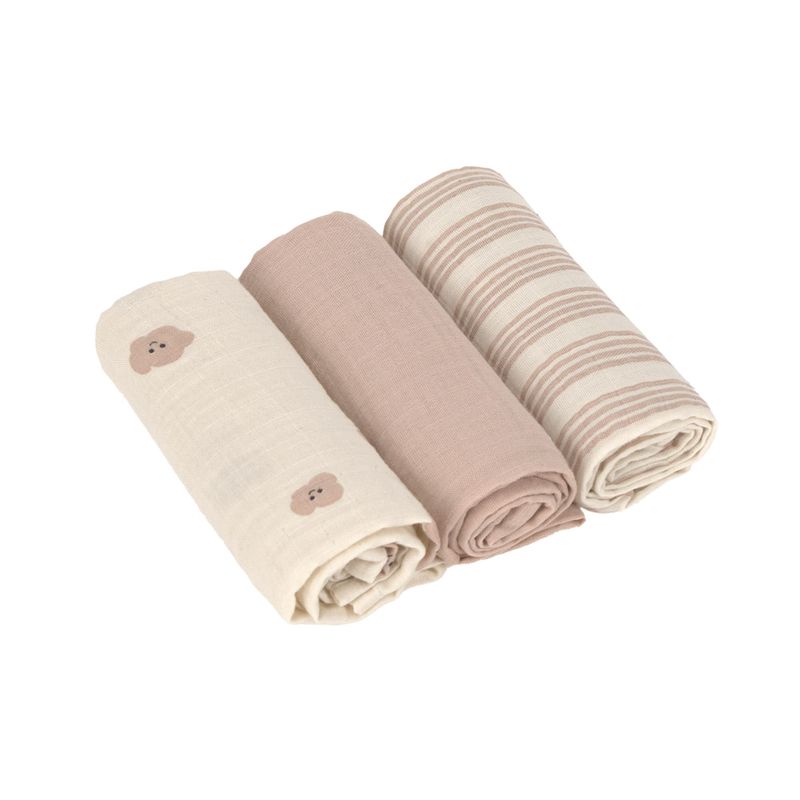 Lässig Mousseline doeken set van 3 60 x 60 cm - Tiny Team, beige
