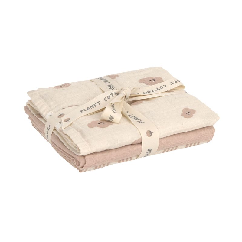Lässig Mousseline doeken set van 3 60 x 60 cm - Tiny Team, beige