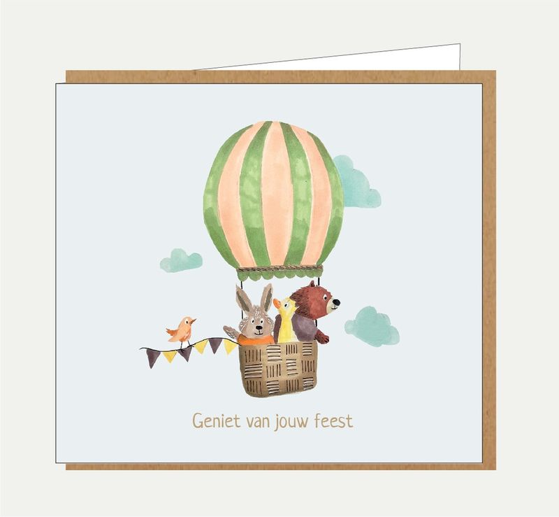 Mailbox Wenskaart verjaardag/communie/lentefeest // Geniet van je feest - ballon dieren