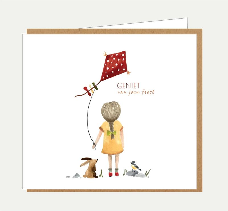 Mailbox Postkaart // Geniet van je feest - meisje met vlieger
