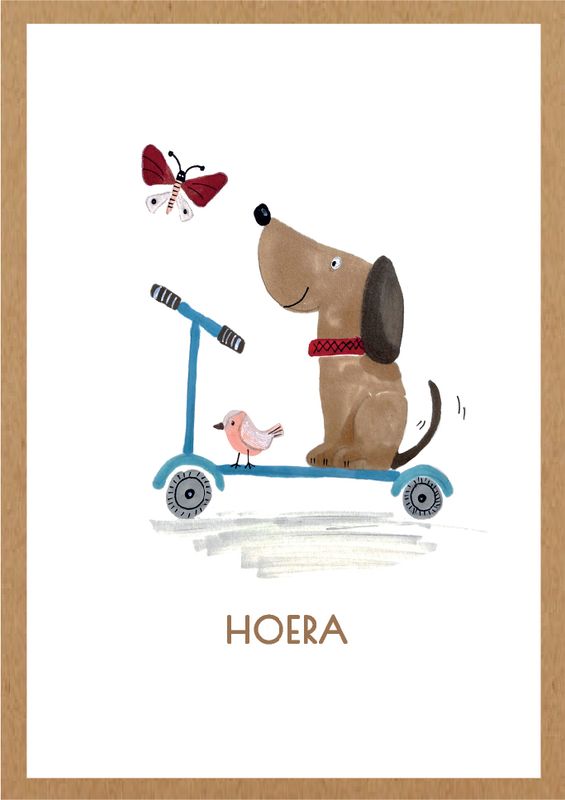 Mailbox Verjaardagskaart // Hoera - hond op step