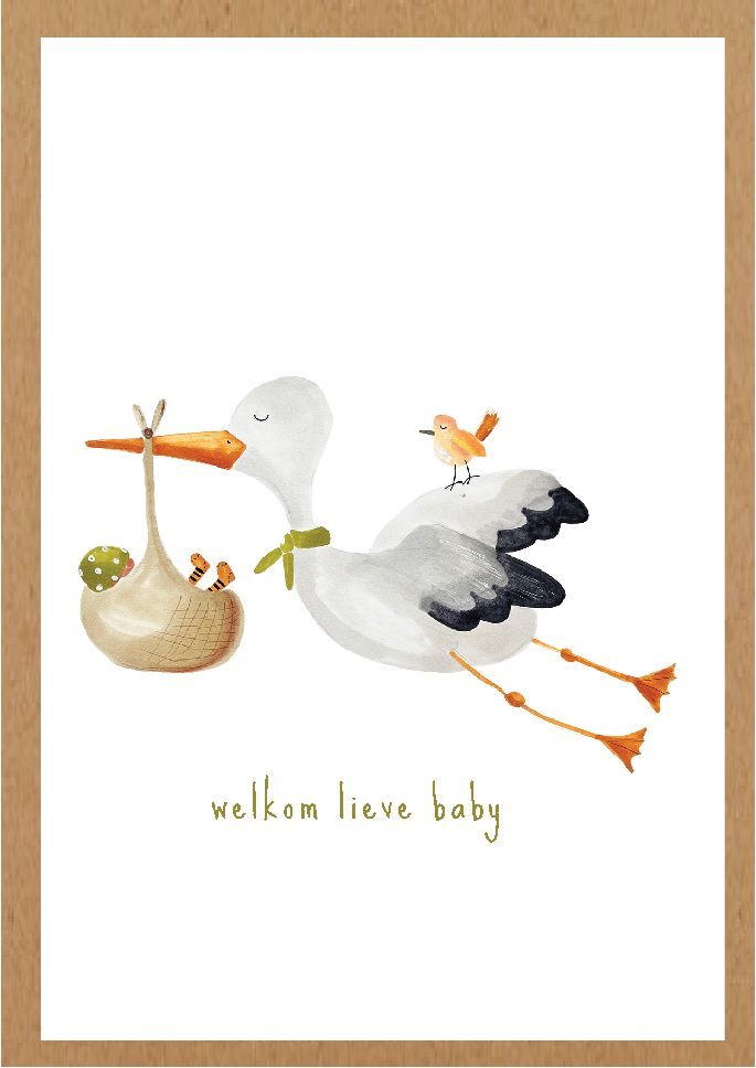 Mailbox Geboortekaart // Welkom lieve baby - ooievaar