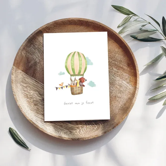 Mailbox Wenskaart verjaardag/communie/lentefeest // Geniet van je feest - ballon dieren