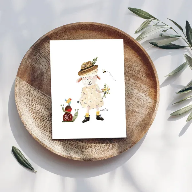 Mailbox Wenskaart verjaardag/lentefeest/communie - Gefeliciteerd met je feest - schaap