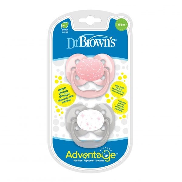 Dr. Brown's Symmetrische fopspeen fase 1 roze/grijs 2-pack
