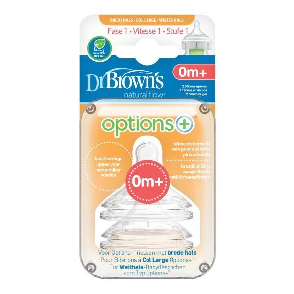 Dr. Brown’s Options+ Anti-colic | Speen fase 2 Brede halsfles