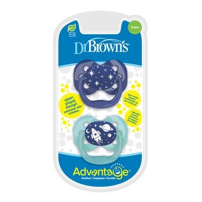 Dr. Brown's Symmetrische fopspeen fase 1 Blauw/groen 2-pack 0-6m