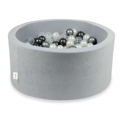 SET Ballenbad 90x40cm SV L.GREY incl. 200 ballen (transp, pearl, silver, black)  Levertijd +- 14dagen