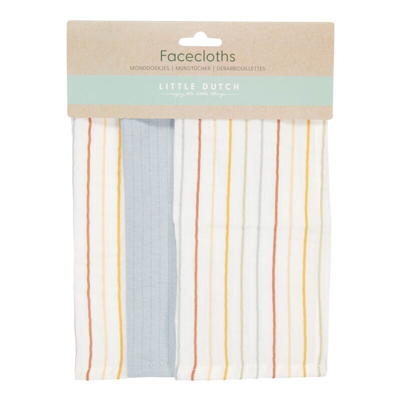 Washandjes set Vintage Sunny Stripes/Pure Soft Blue