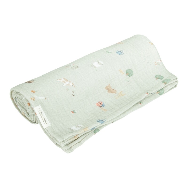 LITTLE FARM Swaddle doek hydrofiel 120 x 120 Little Farm