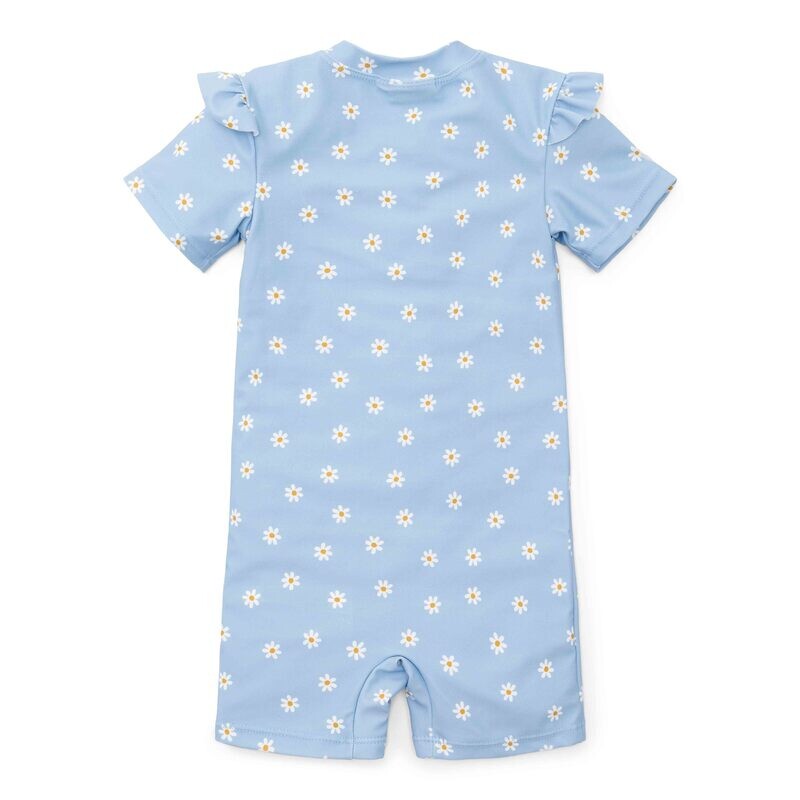 Little dutch Zwempak korte mouw ruches Daisies Blue