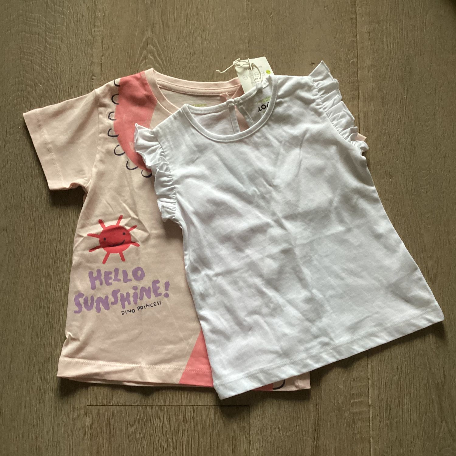 T-shirt duo wit en pink