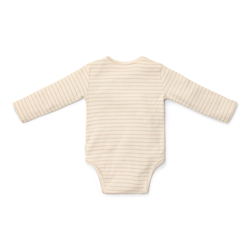 Romper overslag lange mouw - Beige - Newborn Naturals - Stripe