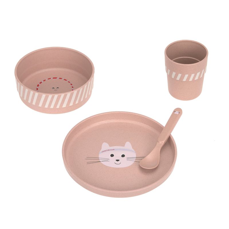 Lässig Kinderserviesset (bord - kom - beker - lepel) - Tiny Team, Cat