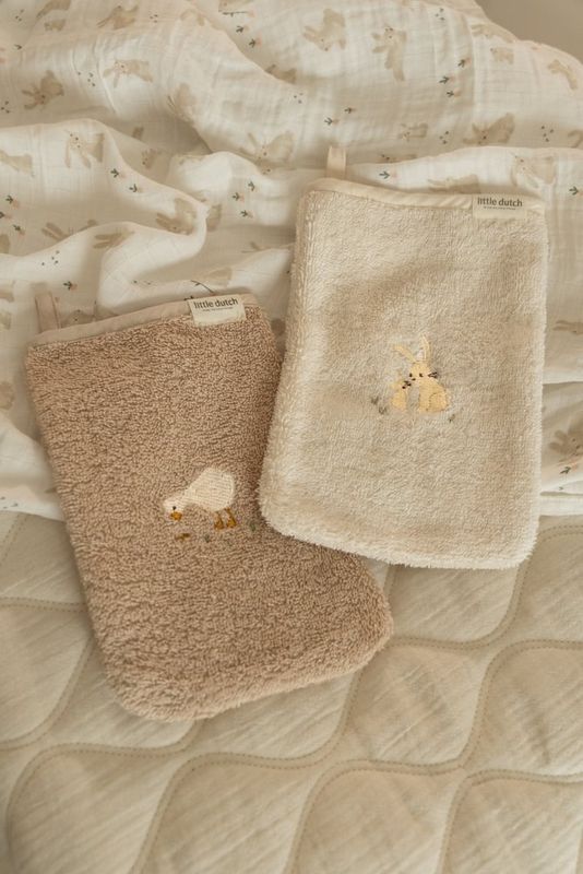 Little dutch Washandjes set - Wit - Newborn Naturals - Goos