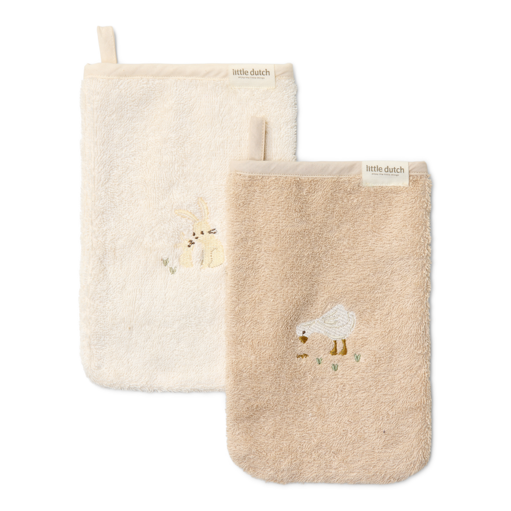 Little dutch Washandjes set - Wit - Newborn Naturals - Baby Bunny