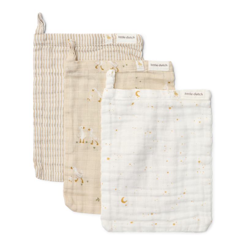 Little dutch Washandjes set - Beige - Newborn Naturals - Baby bunny