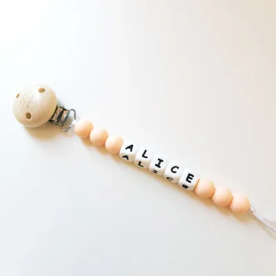 Fopspeenketting met naam uni of duo-color