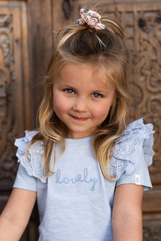 Little dutch Shirt korte mouw Broderie – Blauw