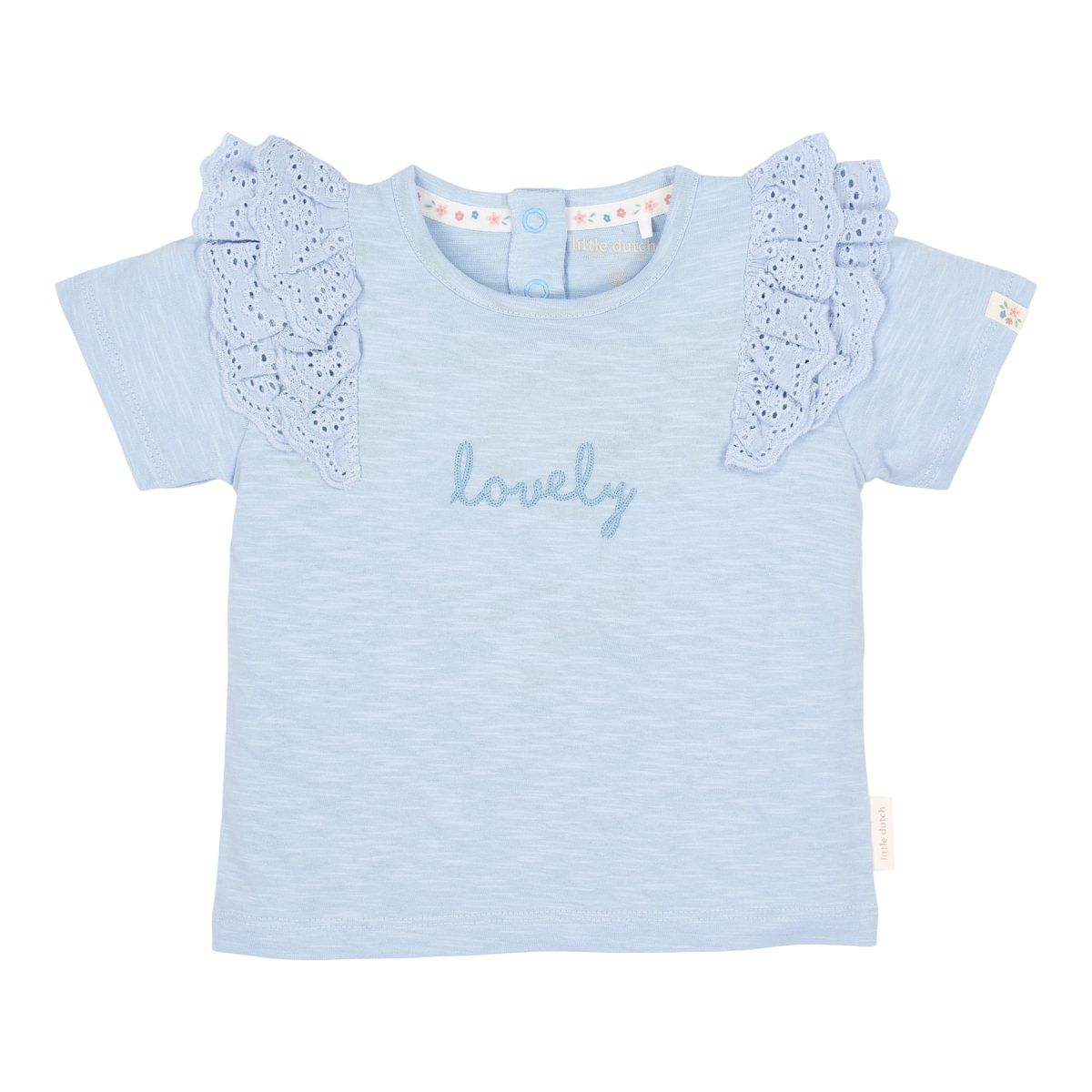 Little dutch Shirt korte mouw Broderie – Blauw