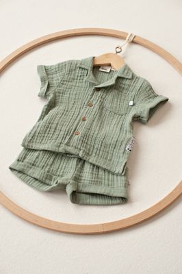 Feetje Summer woven Blouse mousseline Zeegroen