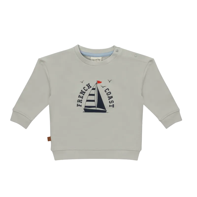 Frogs &amp; Dogs Trui met zeilbootje voor kinderen | Grijs Violet