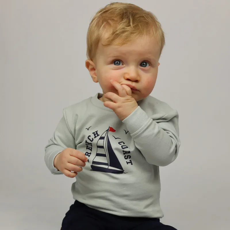 Frogs &amp; Dogs Trui met zeilbootje voor kinderen | Grijs Violet